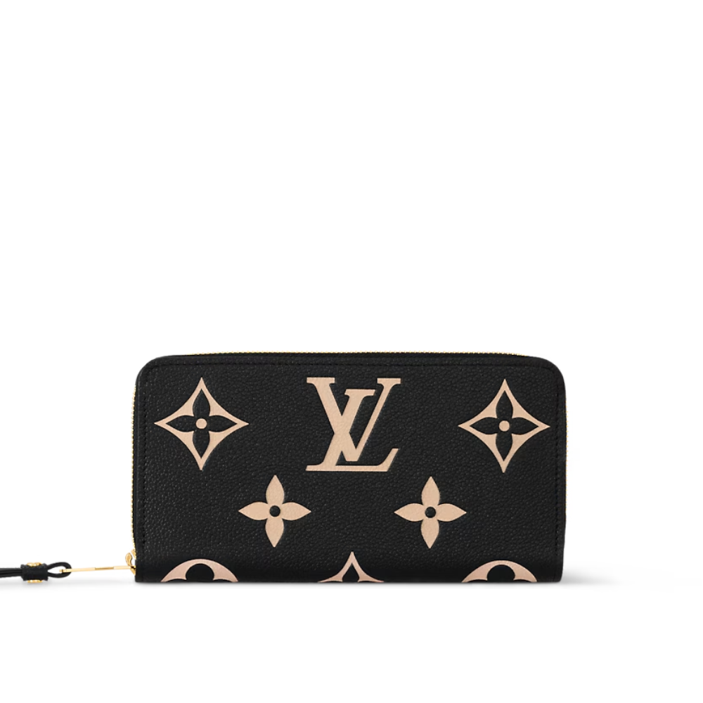 Black Beige Monogram Empreinte Leather Zippy Wallet - Leather Wallet for Women