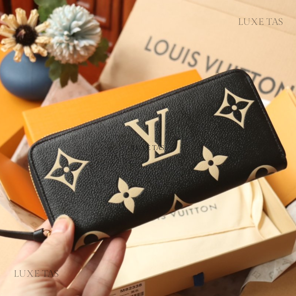 Black Beige Monogram Empreinte Leather Zippy Wallet - Leather Wallet for Women