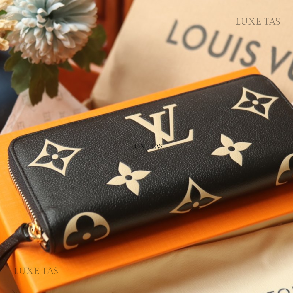 Black Beige Monogram Empreinte Leather Zippy Wallet - Leather Wallet for Women