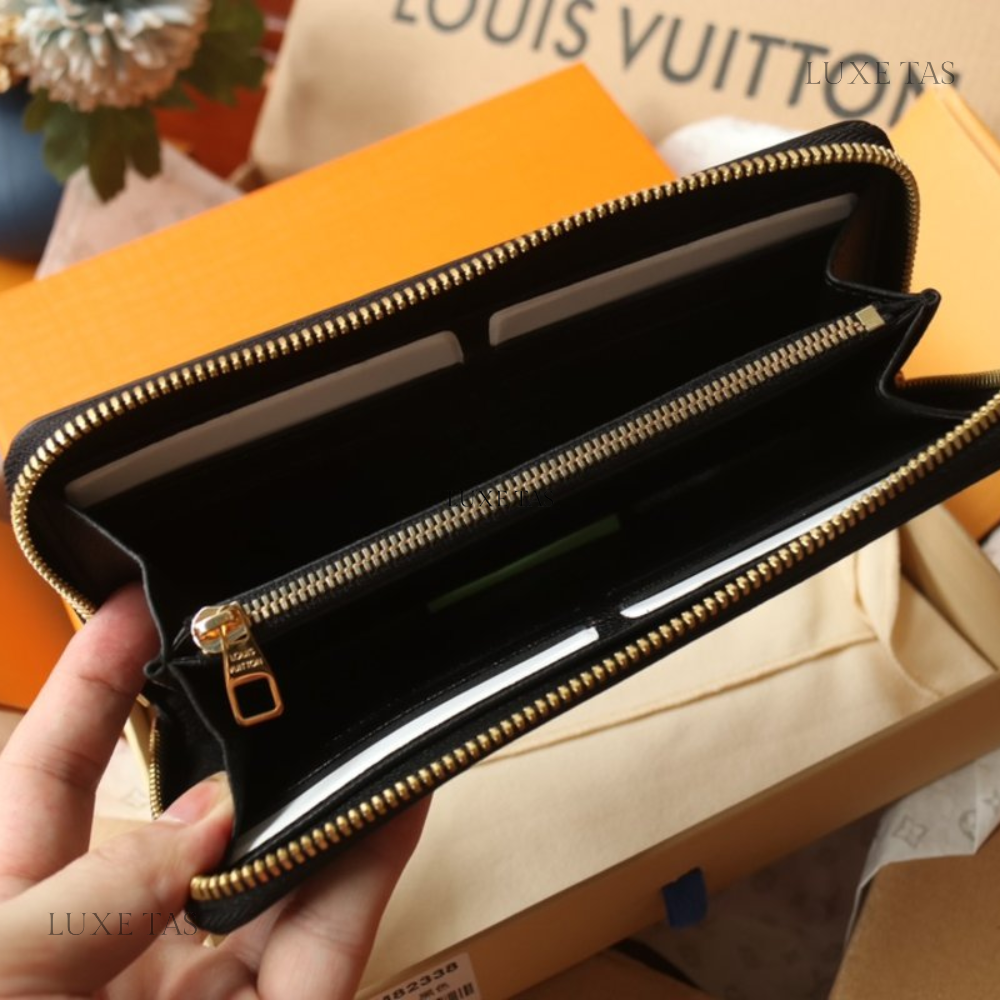 Black Beige Monogram Empreinte Leather Zippy Wallet - Leather Wallet for Women