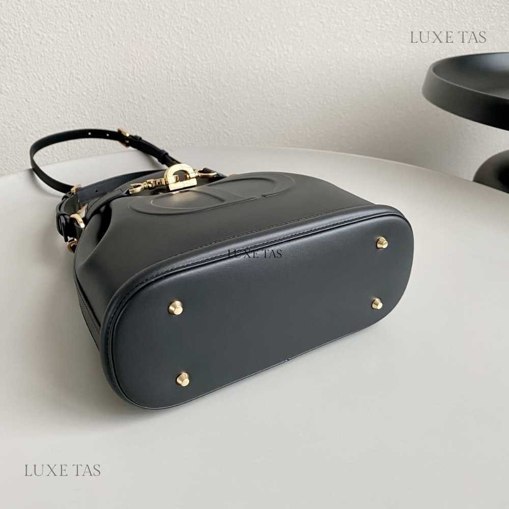 Black C*D-Embossed Calfskin Medium C'Est Dior Bag
