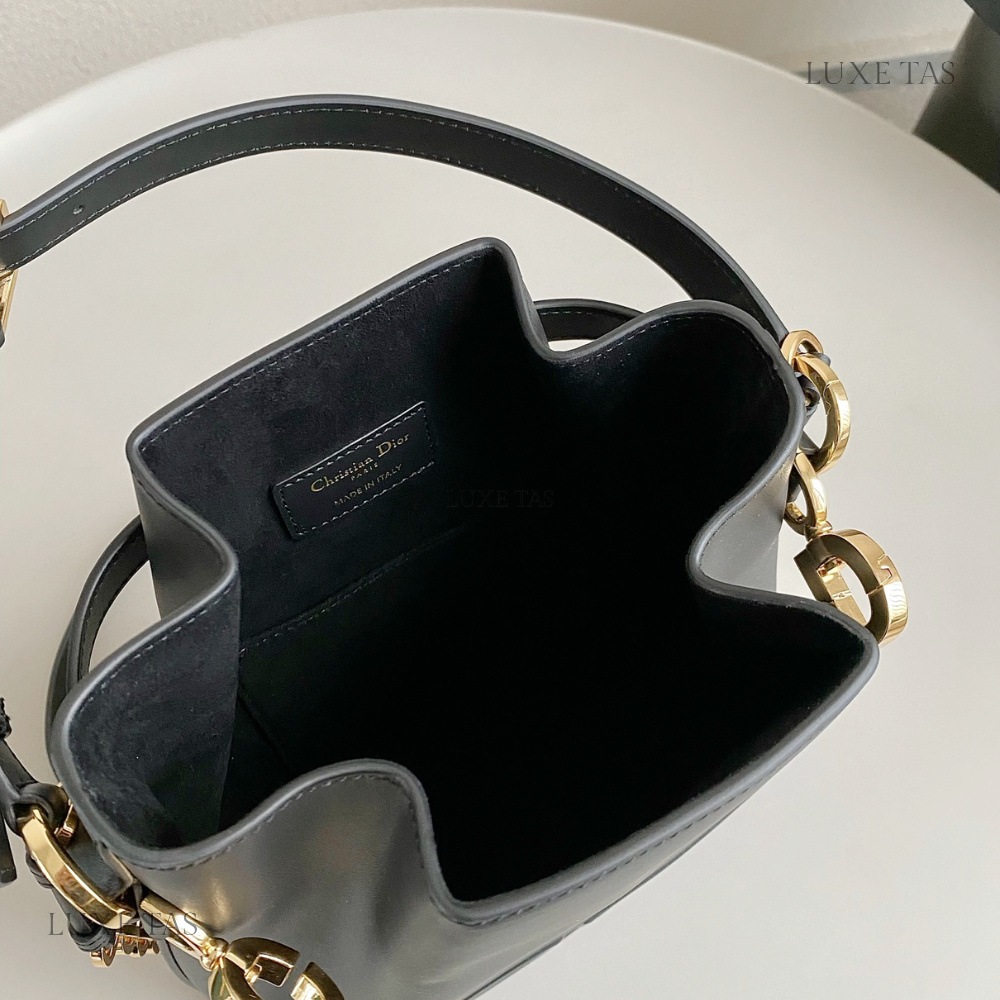 Black C*D-Embossed Calfskin Medium C'Est Dior Bag
