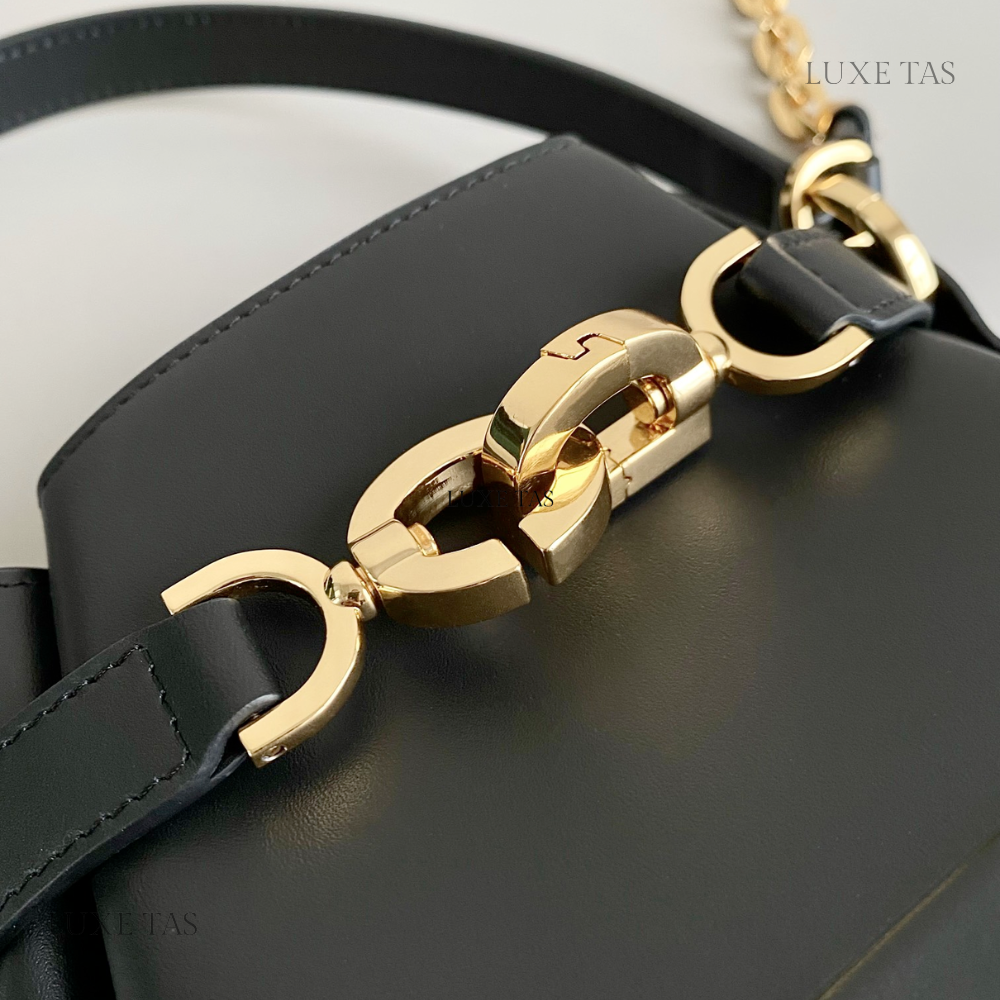 Black C*D-Embossed Calfskin Medium C'Est Dior Bag
