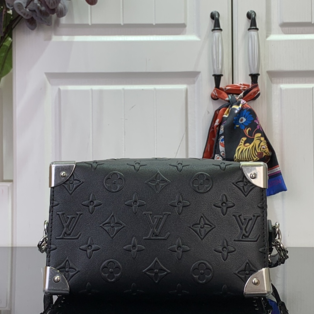 Black Calf Leather Speedy 20 Trunk Handbag for Men and Women
