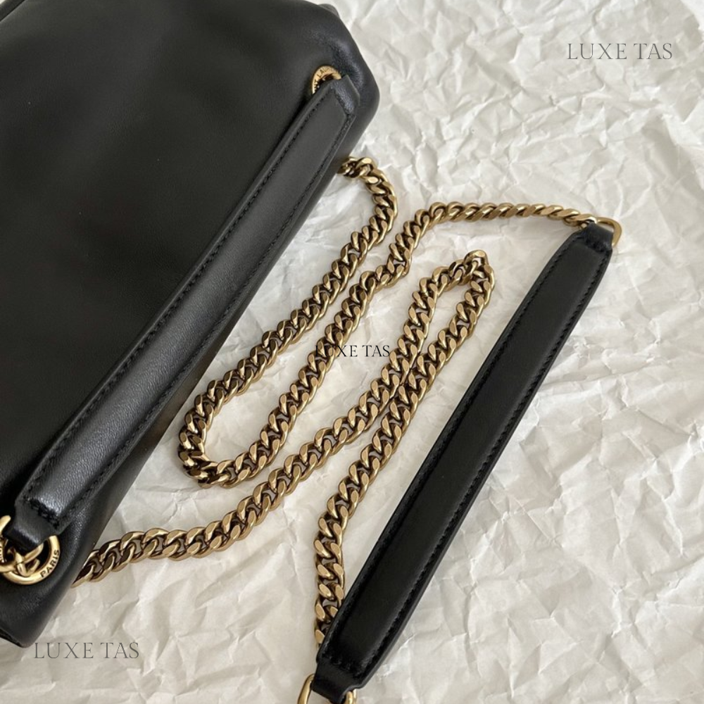 Black Calypso In Plunged Lambskin - Leather Shoulder Bag for Women