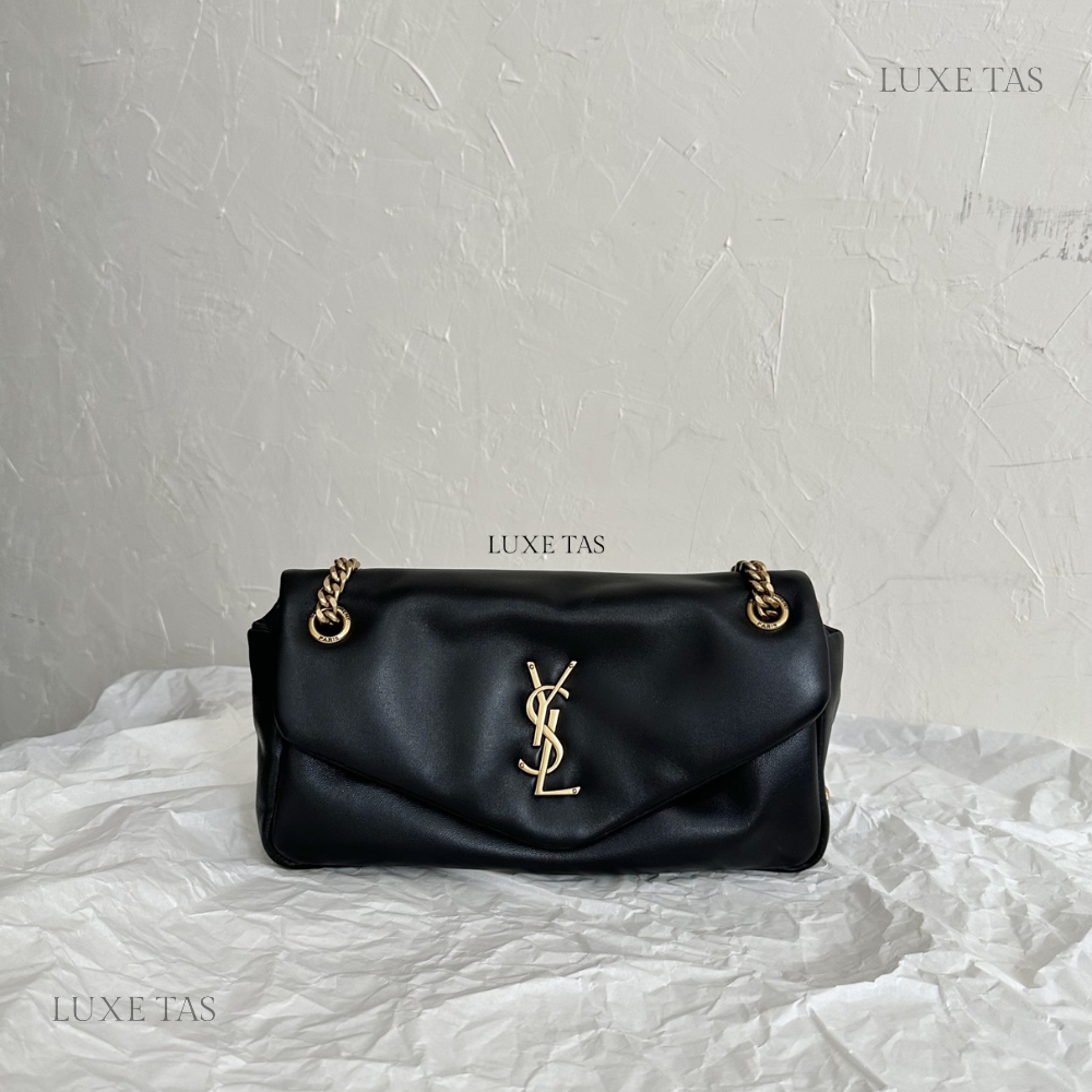 Black Calypso In Plunged Lambskin - Leather Shoulder Bag for Women