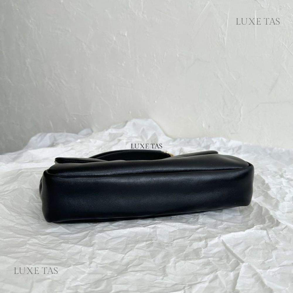 Black Calypso In Plunged Lambskin - Leather Shoulder Bag for Women