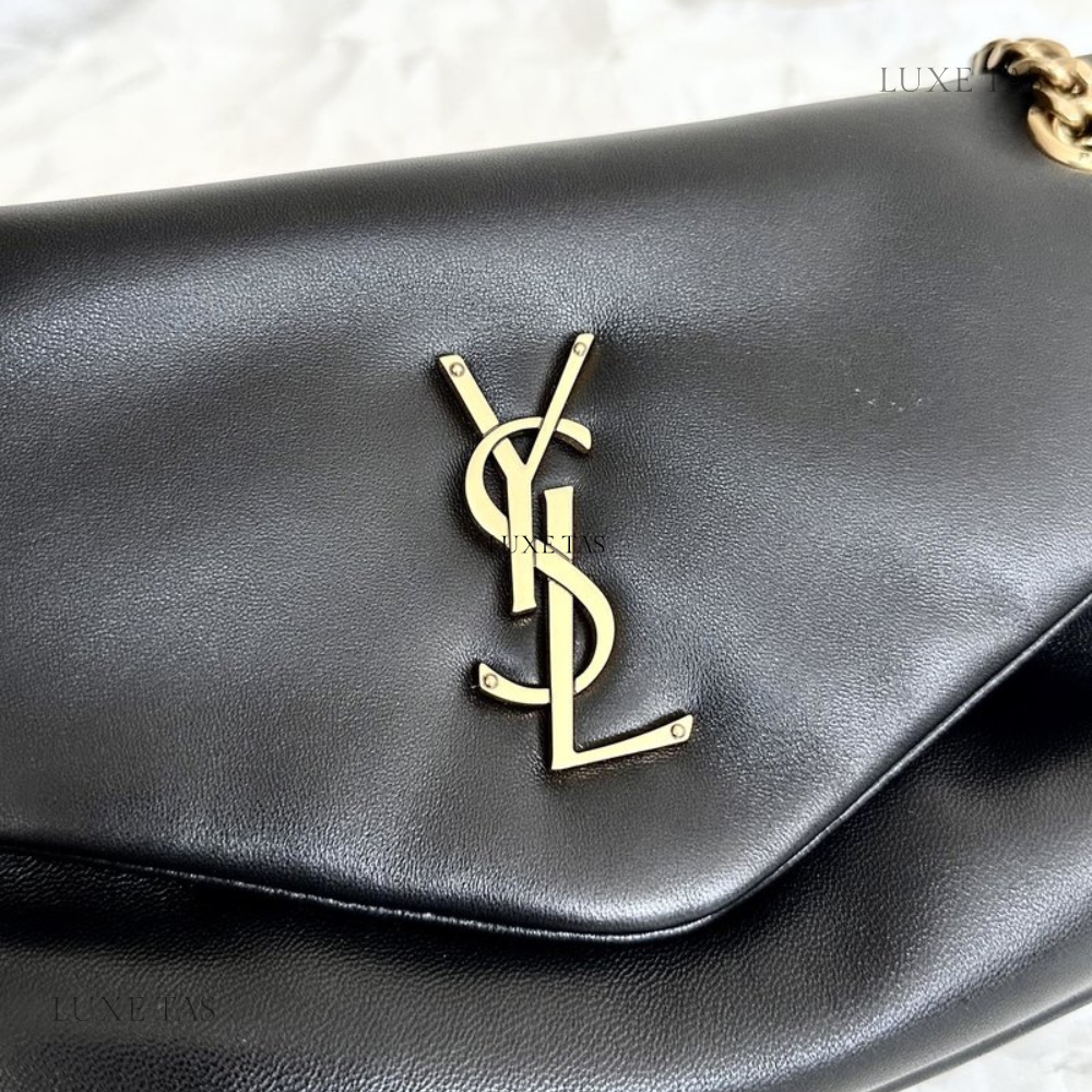 Black Calypso In Plunged Lambskin - Leather Shoulder Bag for Women