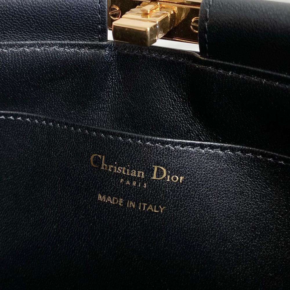 Black Cannage Lambskin D Caro Colle Noire Clutch with Chain - Leather Crossbody Bag for Women