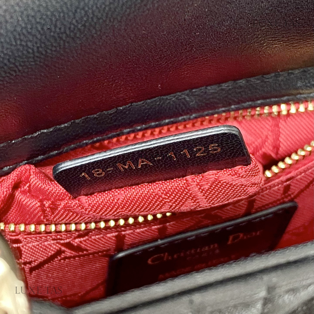 Black Cannage Lambskin Mini Lady D Bag