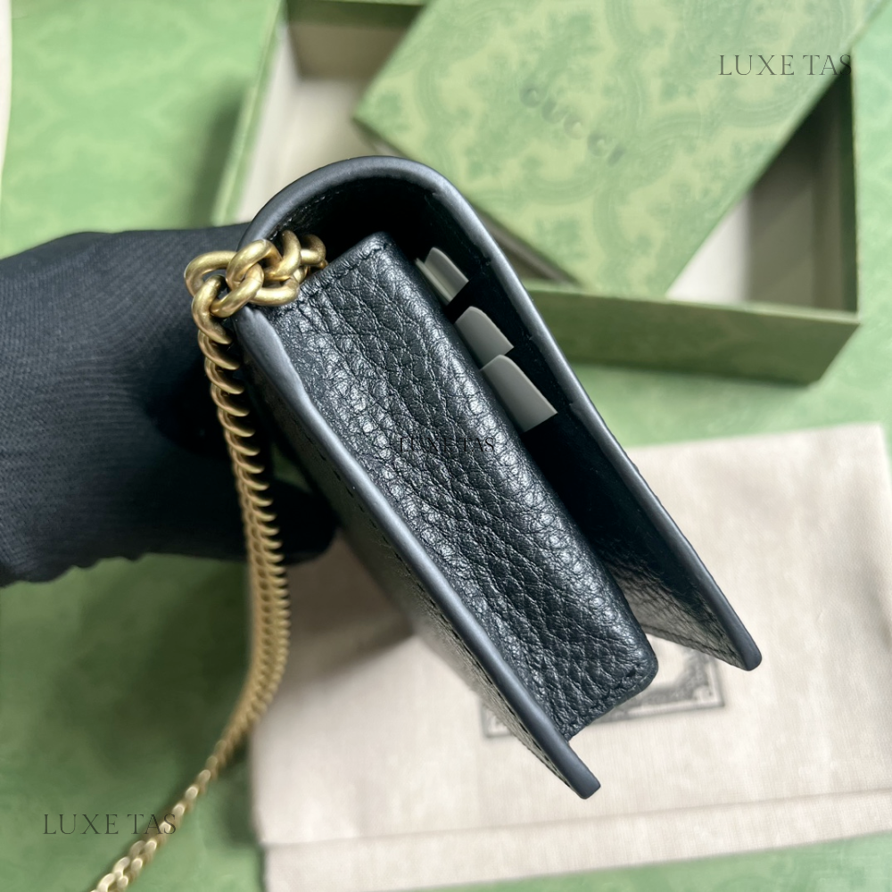 Black Chain Wallet With Interlocking G Python Bow