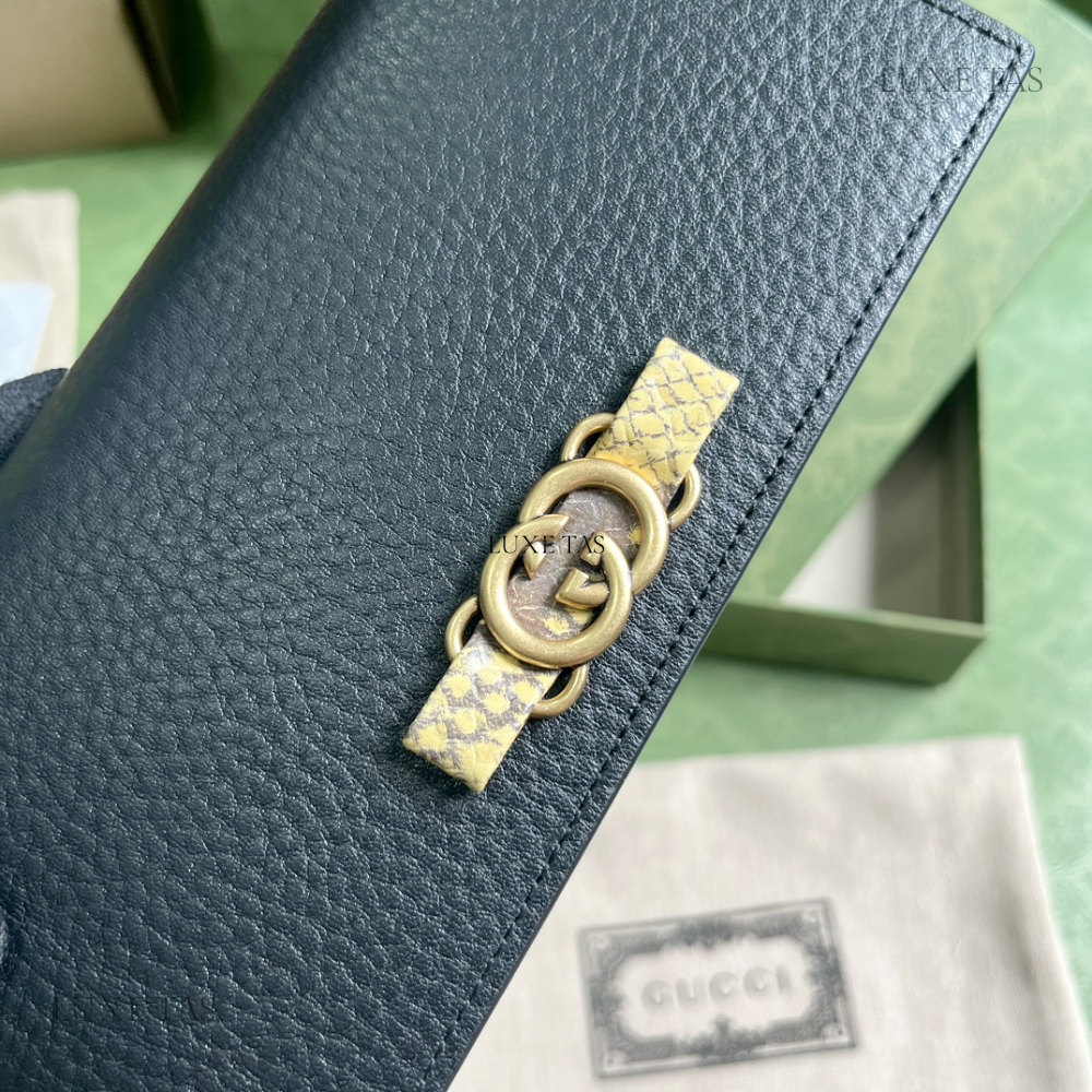 Black Chain Wallet With Interlocking G Python Bow
