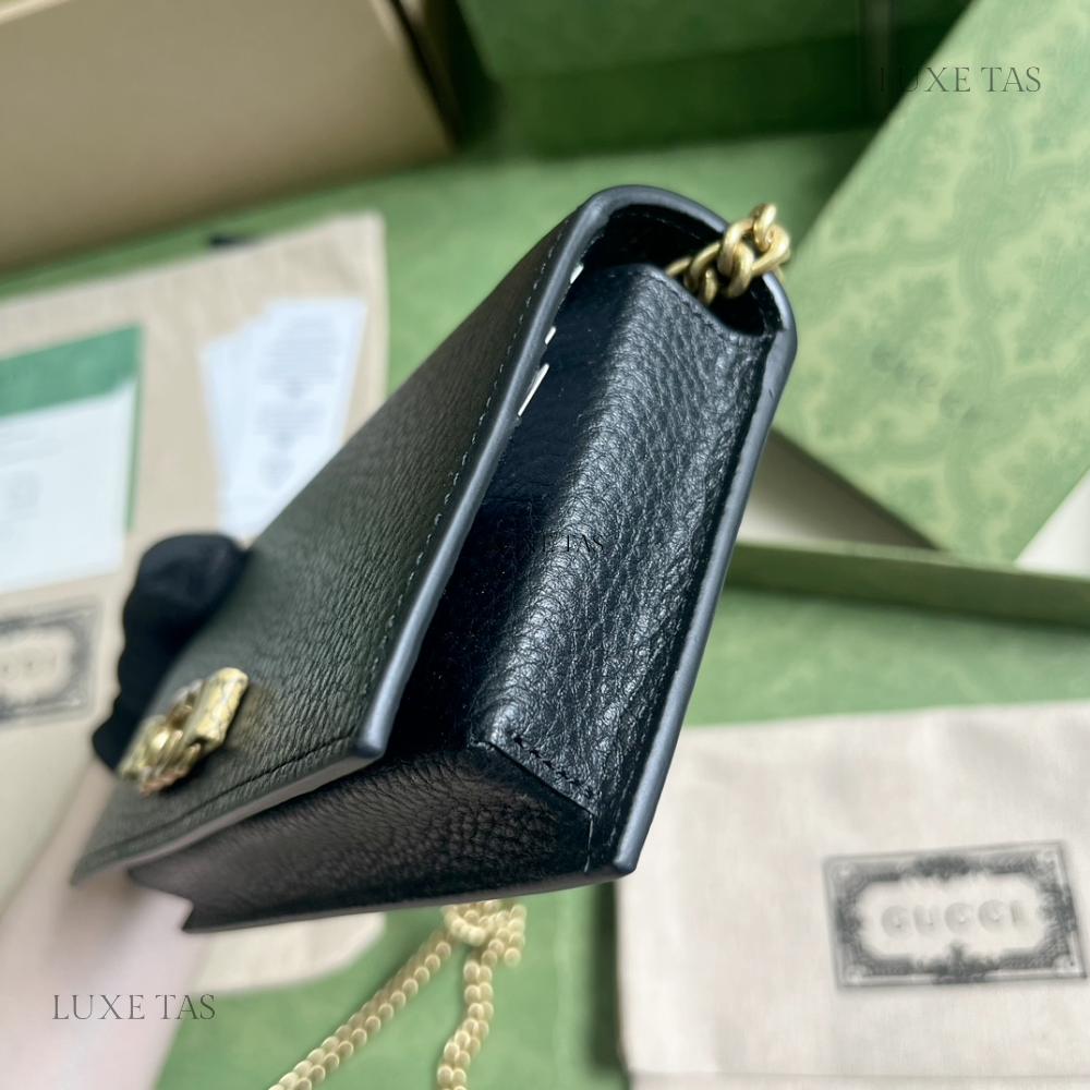 Black Chain Wallet With Interlocking G Python Bow