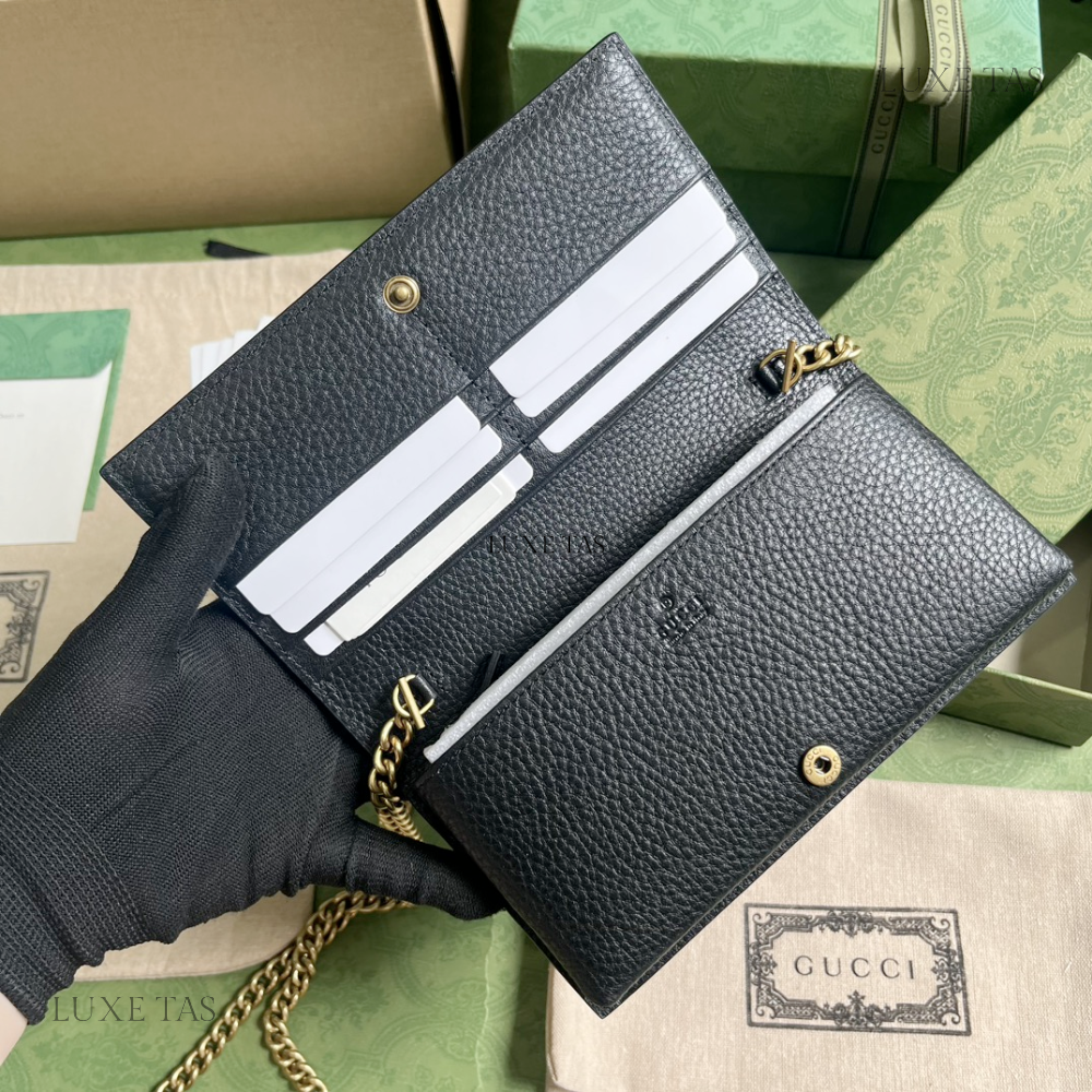 Black Chain Wallet With Interlocking G Python Bow