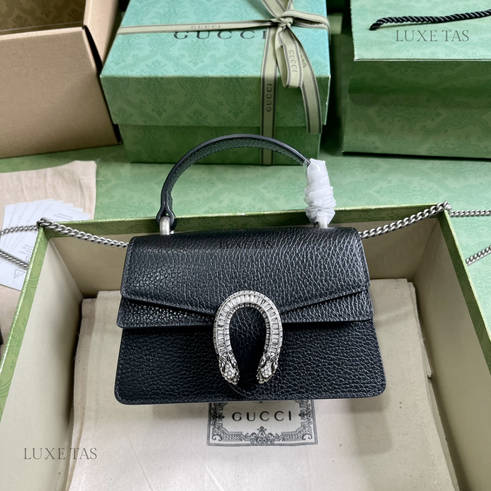 Black Dionysus Mini Top Handle Bag - Leather Handbag for Women