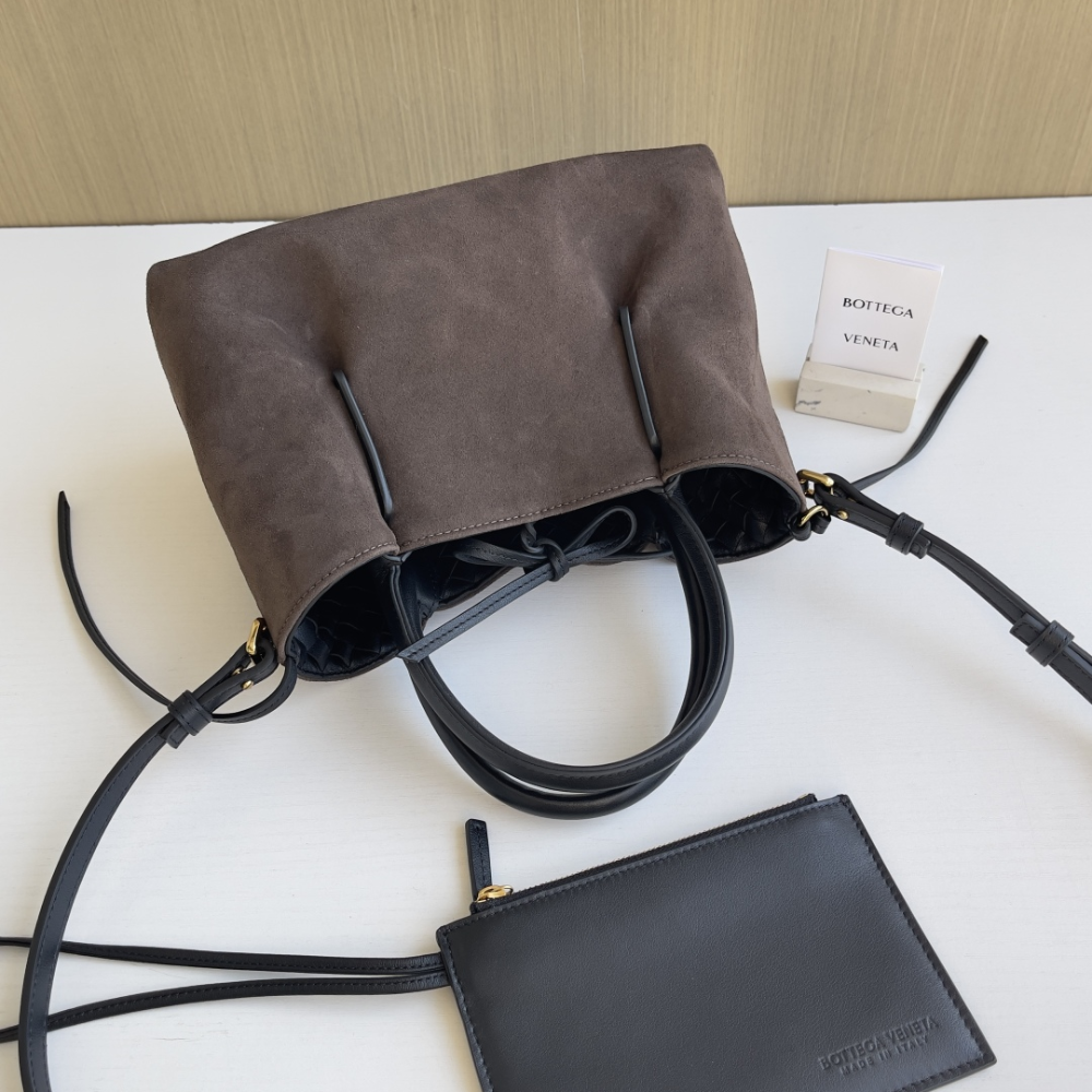 Black Fondant Intrecciato Leather Reversible Small Leather Tote Bag for Women