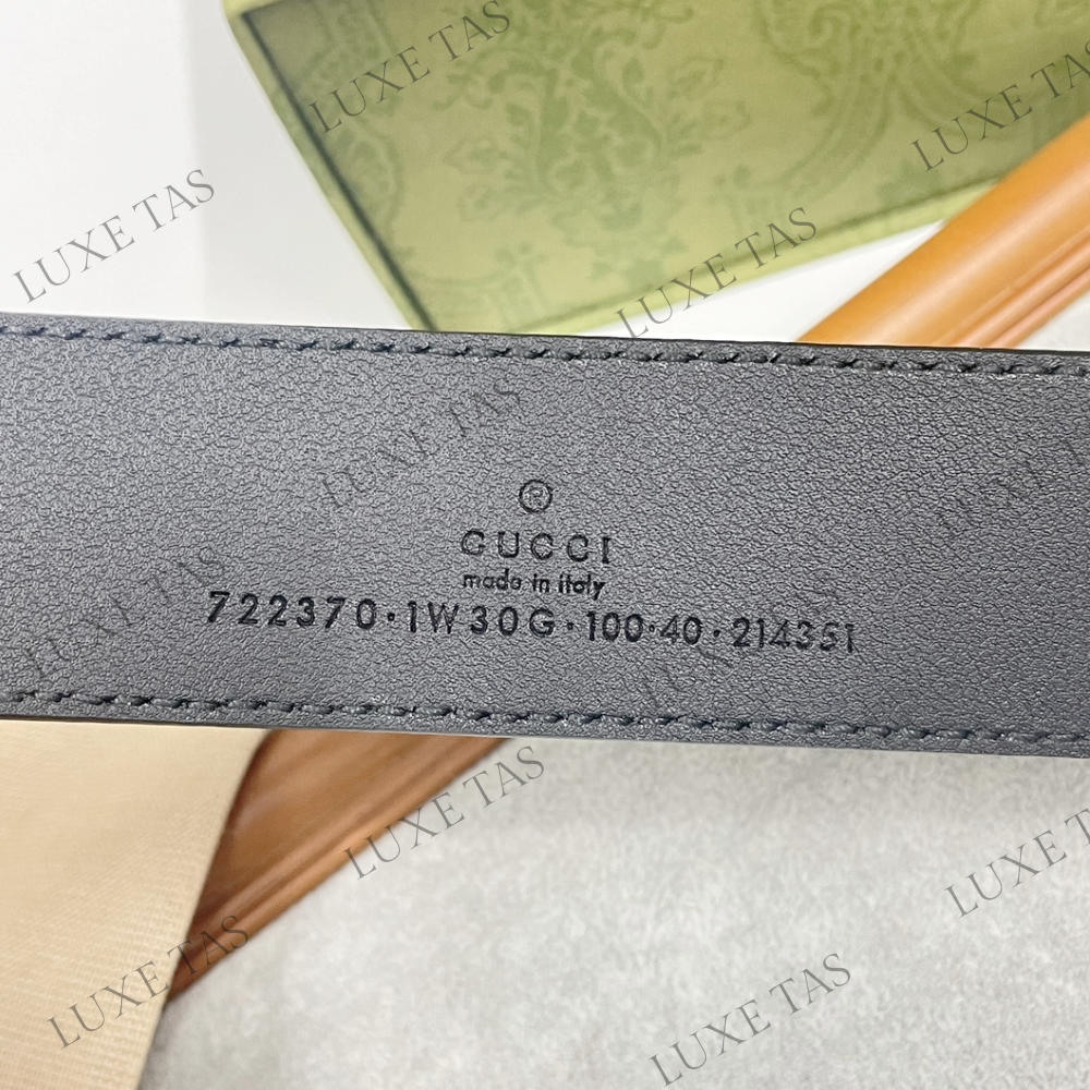 Black GG Belt With Rectangular Buckle