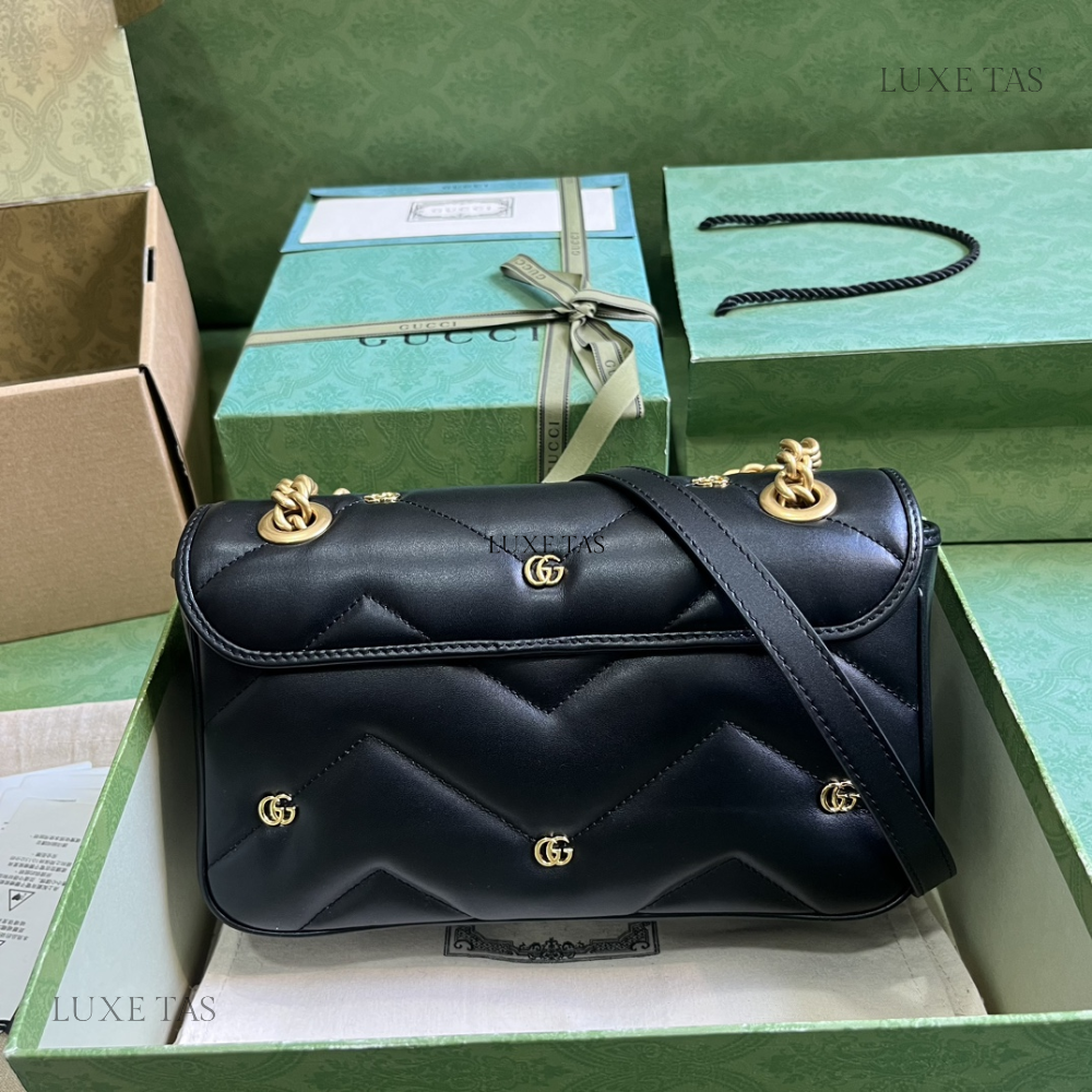Black Leather GG Marmont Mini Shoulder Bag - Leather Shoulder Bag for Women
