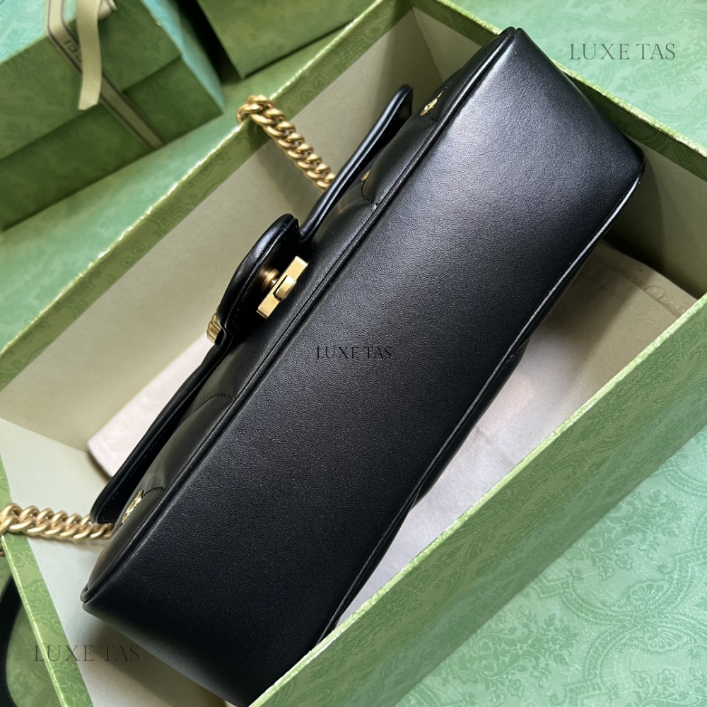 Black Leather GG Marmont Mini Shoulder Bag - Leather Shoulder Bag for Women