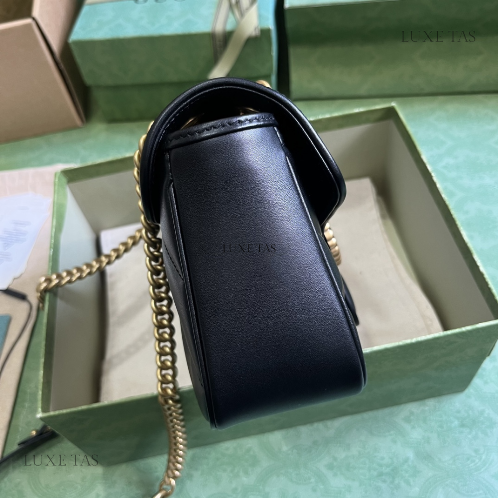 Black Leather GG Marmont Mini Shoulder Bag - Leather Shoulder Bag for Women