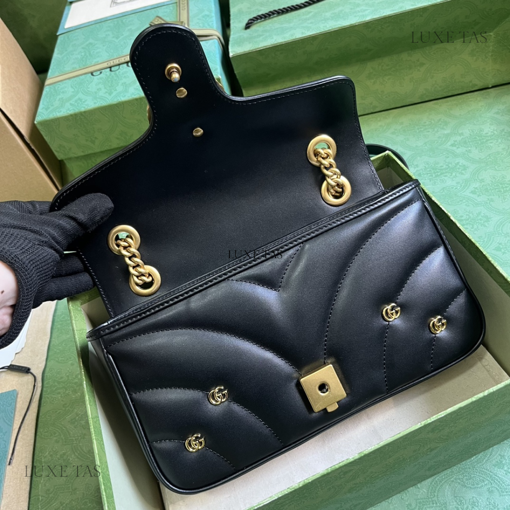 Black Leather GG Marmont Mini Shoulder Bag - Leather Shoulder Bag for Women