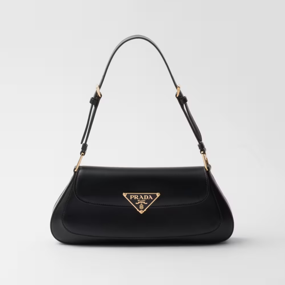 Black Leather Shoulder Bag for Women