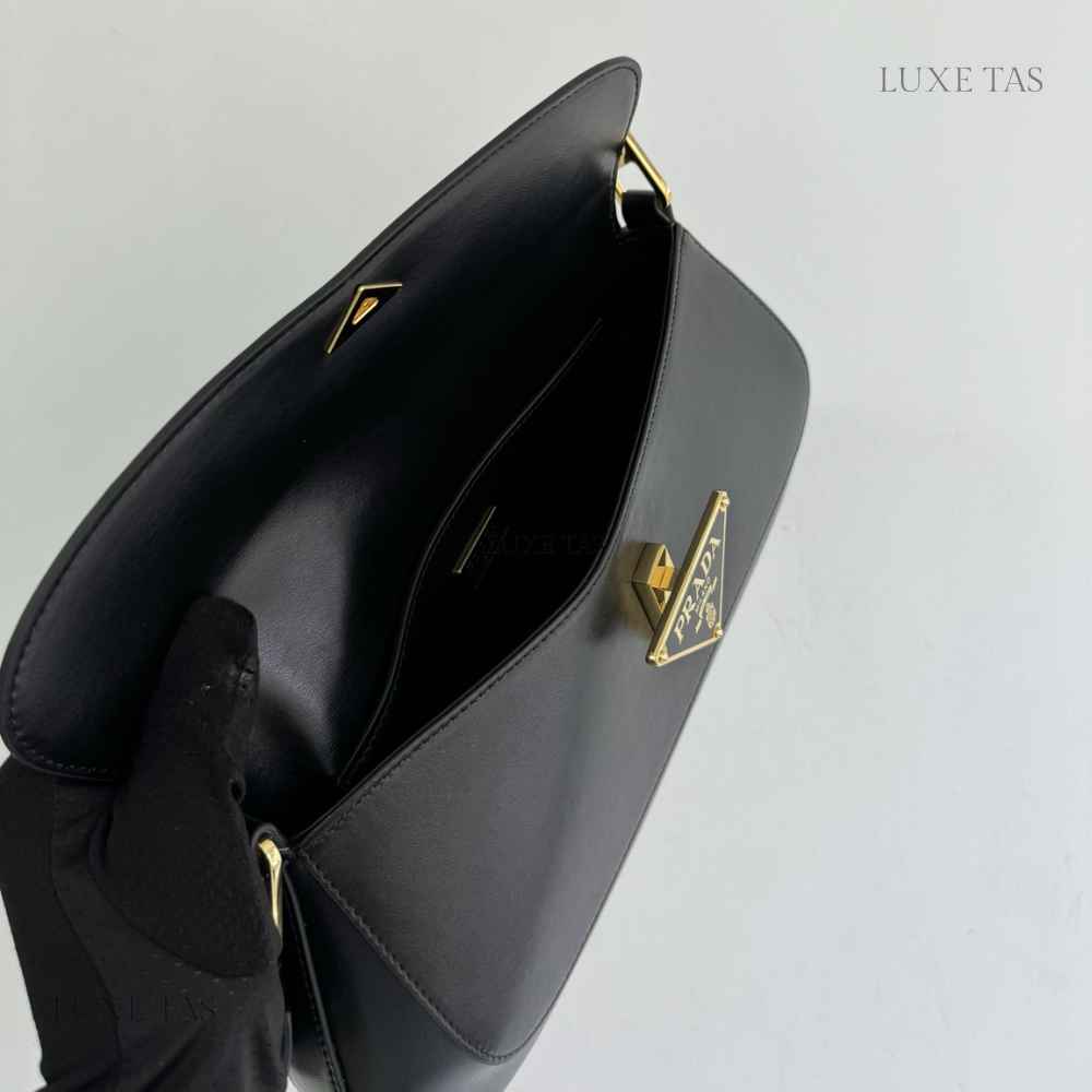 Black Leather Shoulder Bag for Women