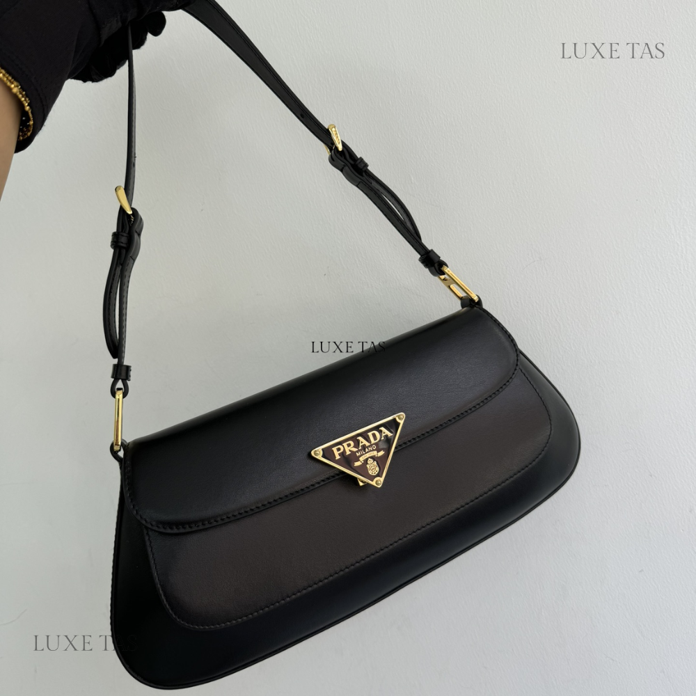 Black Leather Shoulder Bag for Women