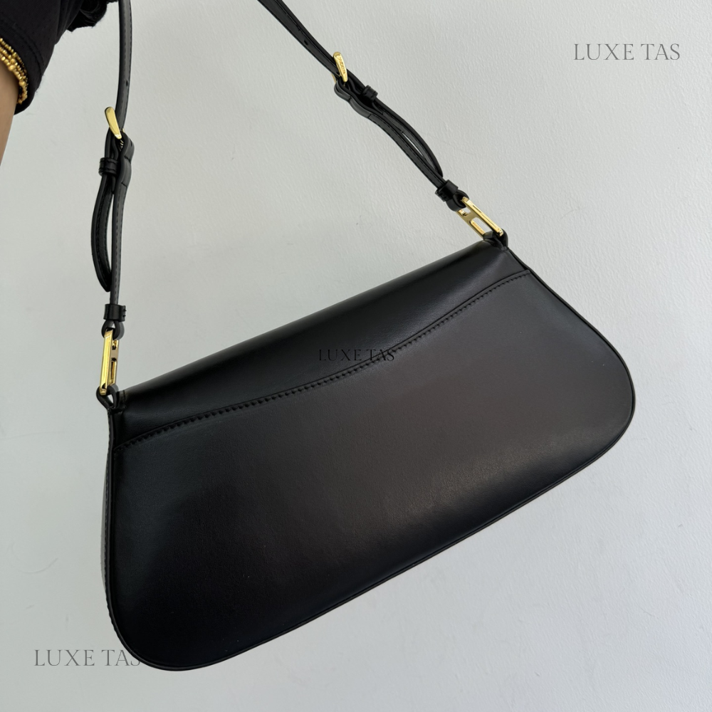 Black Leather Shoulder Bag for Women