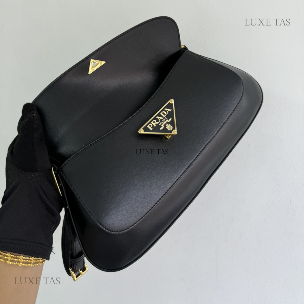 Black Leather Shoulder Bag for Women