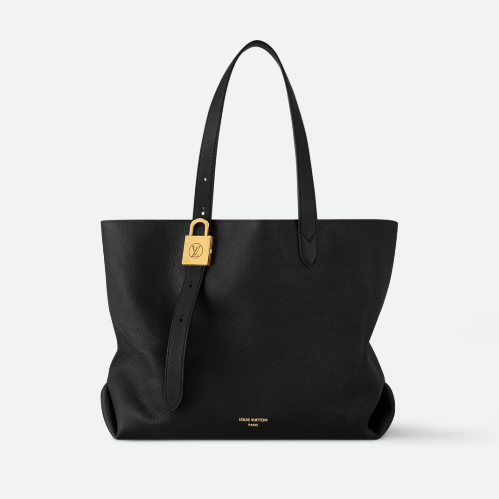Black Low Key Cabas MM Leather Tote Bag for Women
