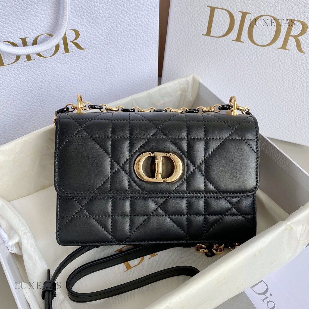 Black Macrocannage Lambskin Miss Caro Mini Bag