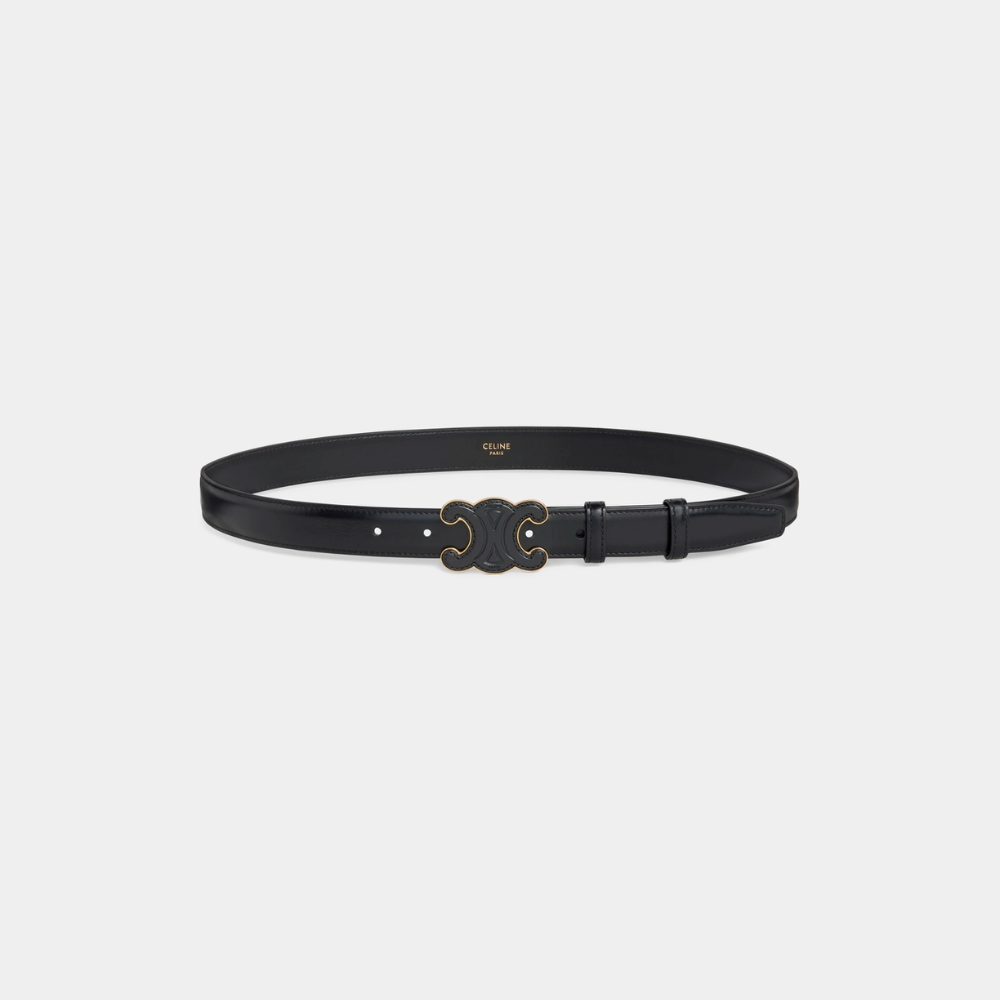 Black Medium Cuir Triomphe Belt In Taurillon Leather