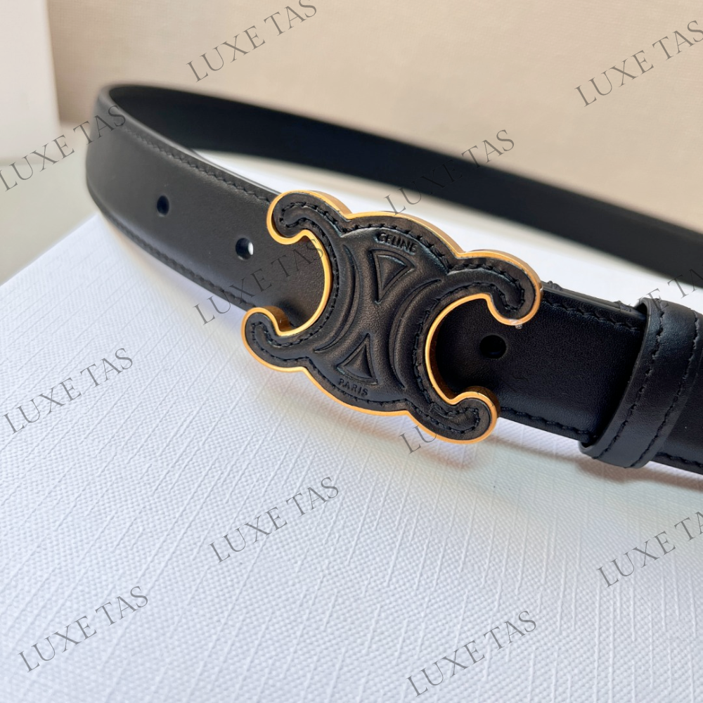 Black Medium Cuir Triomphe Belt In Taurillon Leather