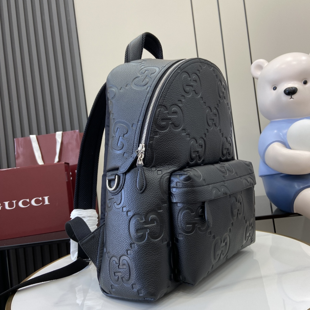 Black Medium Jumbo GG Backpack Leather Backpack for Men