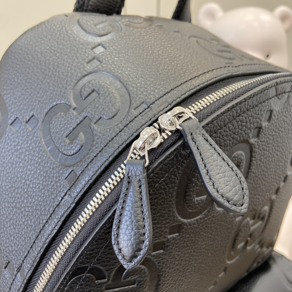 Black Medium Jumbo GG Backpack Leather Backpack for Men