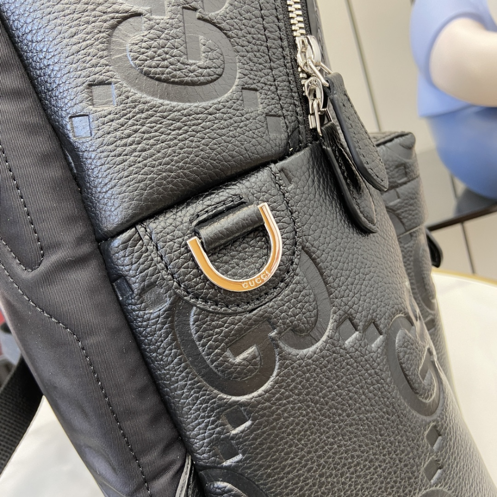 Black Medium Jumbo GG Backpack Leather Backpack for Men