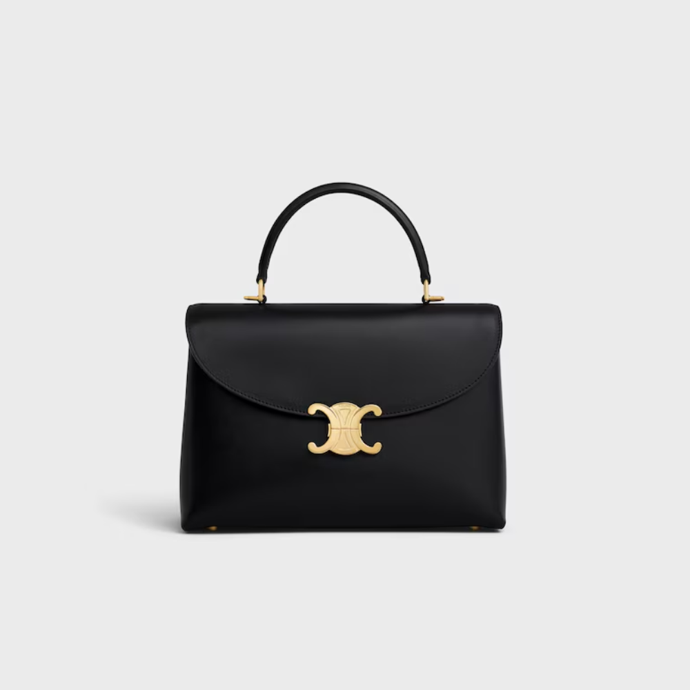 Black Medium Nino Bag In Smooth Satinated Calfskin Leather Handbag for Women