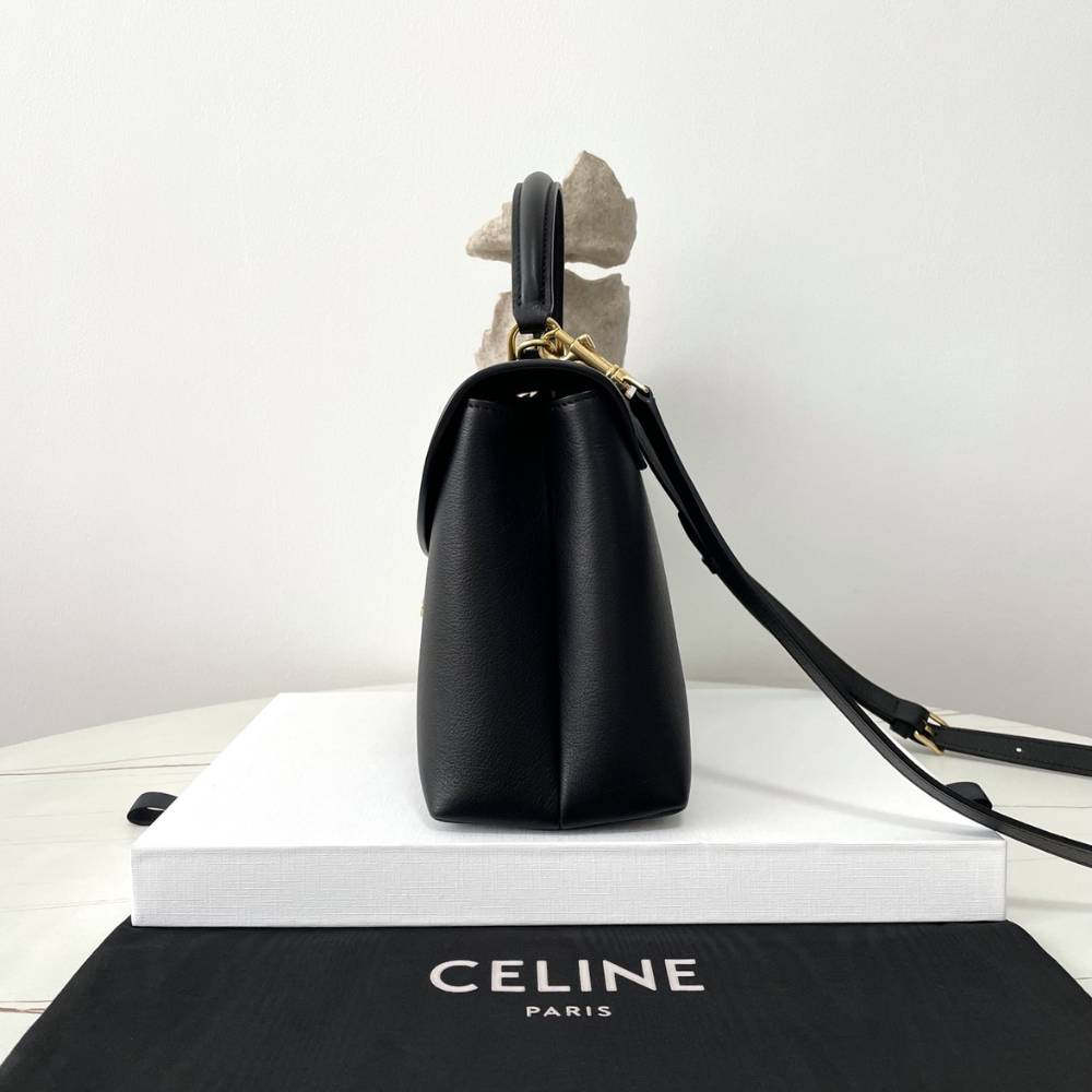 Black Medium Nino Bag In Smooth Satinated Calfskin Leather Handbag for Women
