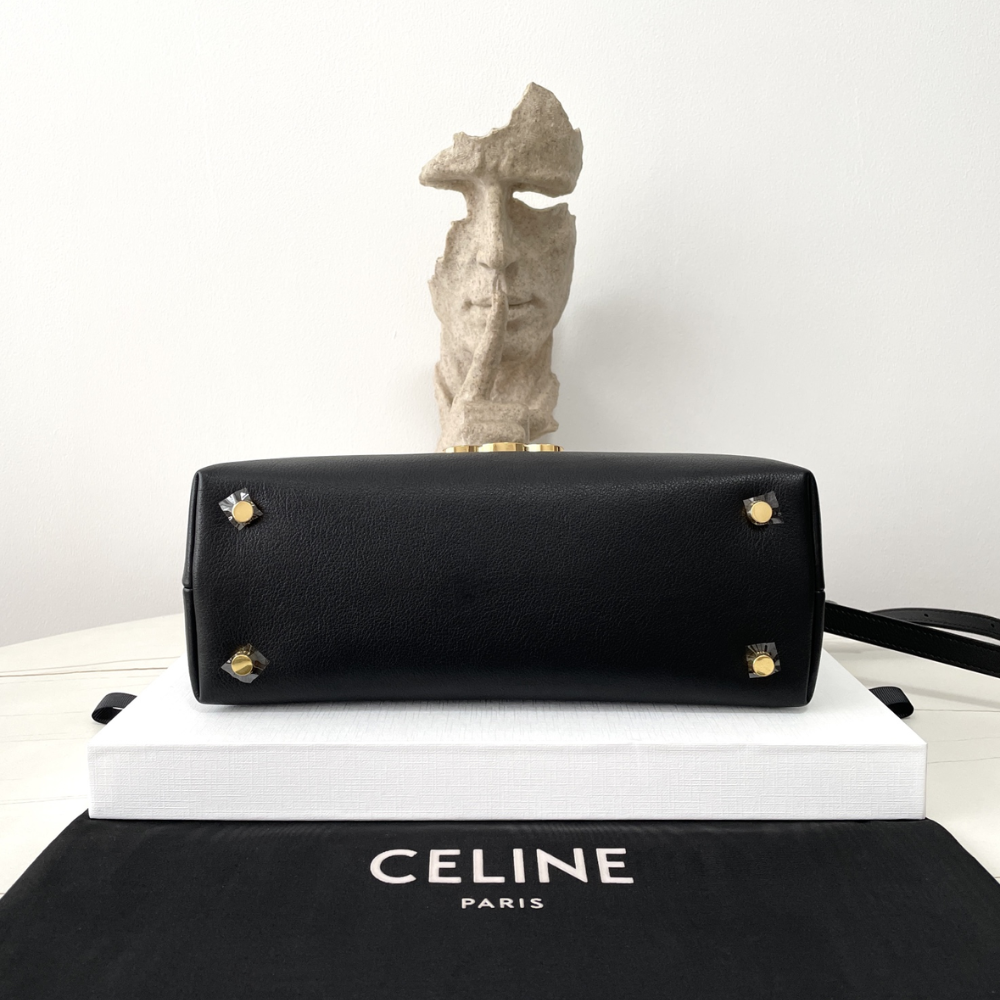 Black Medium Nino Bag In Smooth Satinated Calfskin Leather Handbag for Women