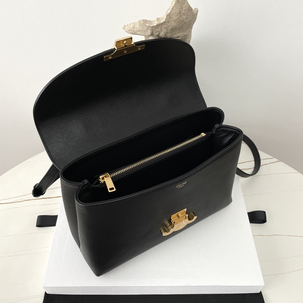 Black Medium Nino Bag In Smooth Satinated Calfskin Leather Handbag for Women