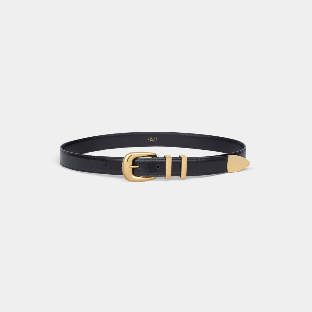 Black Medium Western Belt In Taurillon Leather