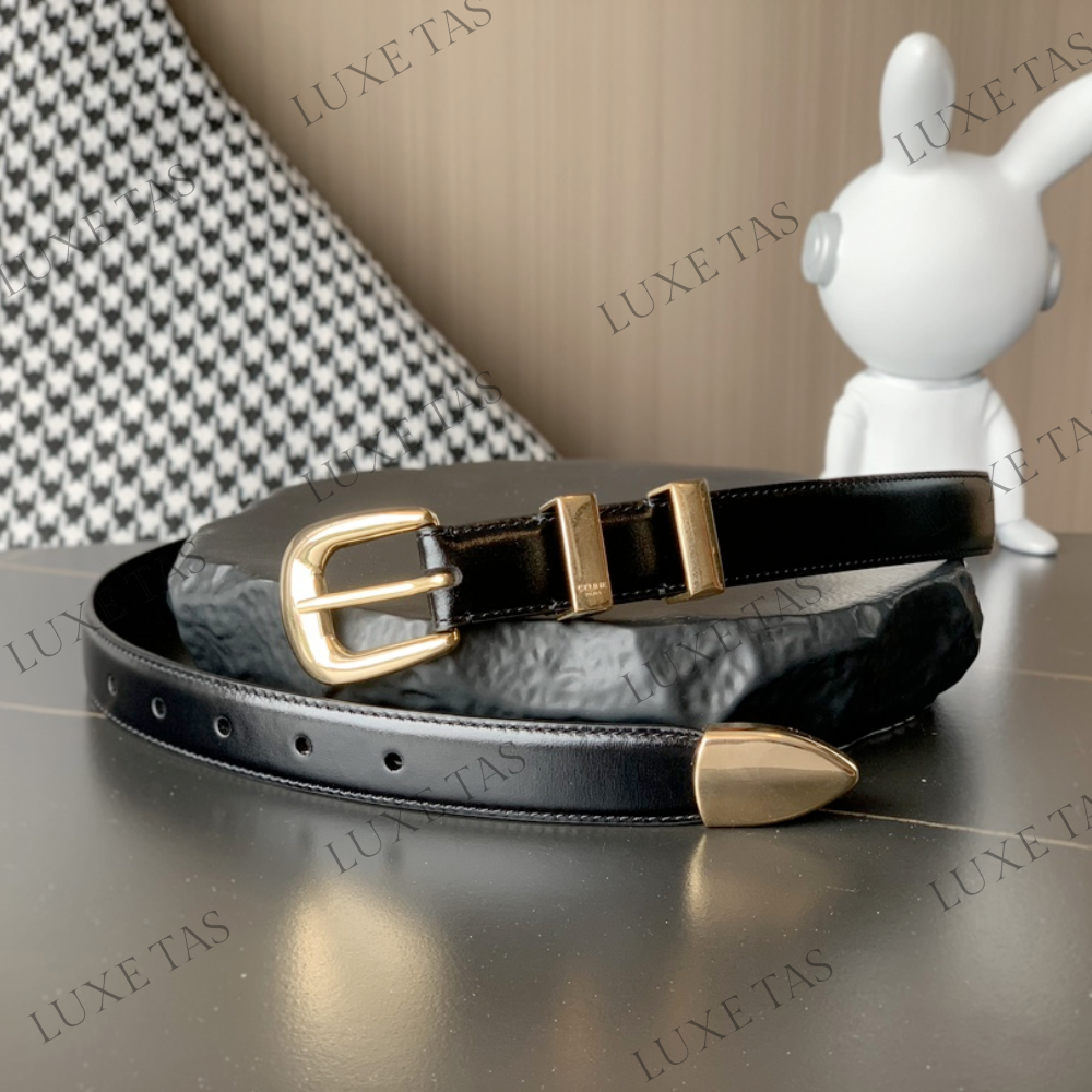 Black Medium Western Belt In Taurillon Leather
