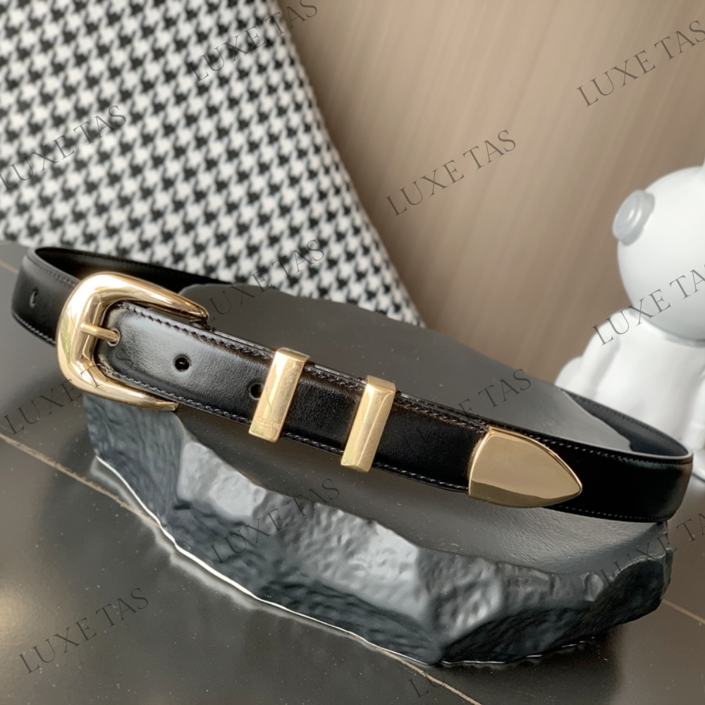 Black Medium Western Belt In Taurillon Leather