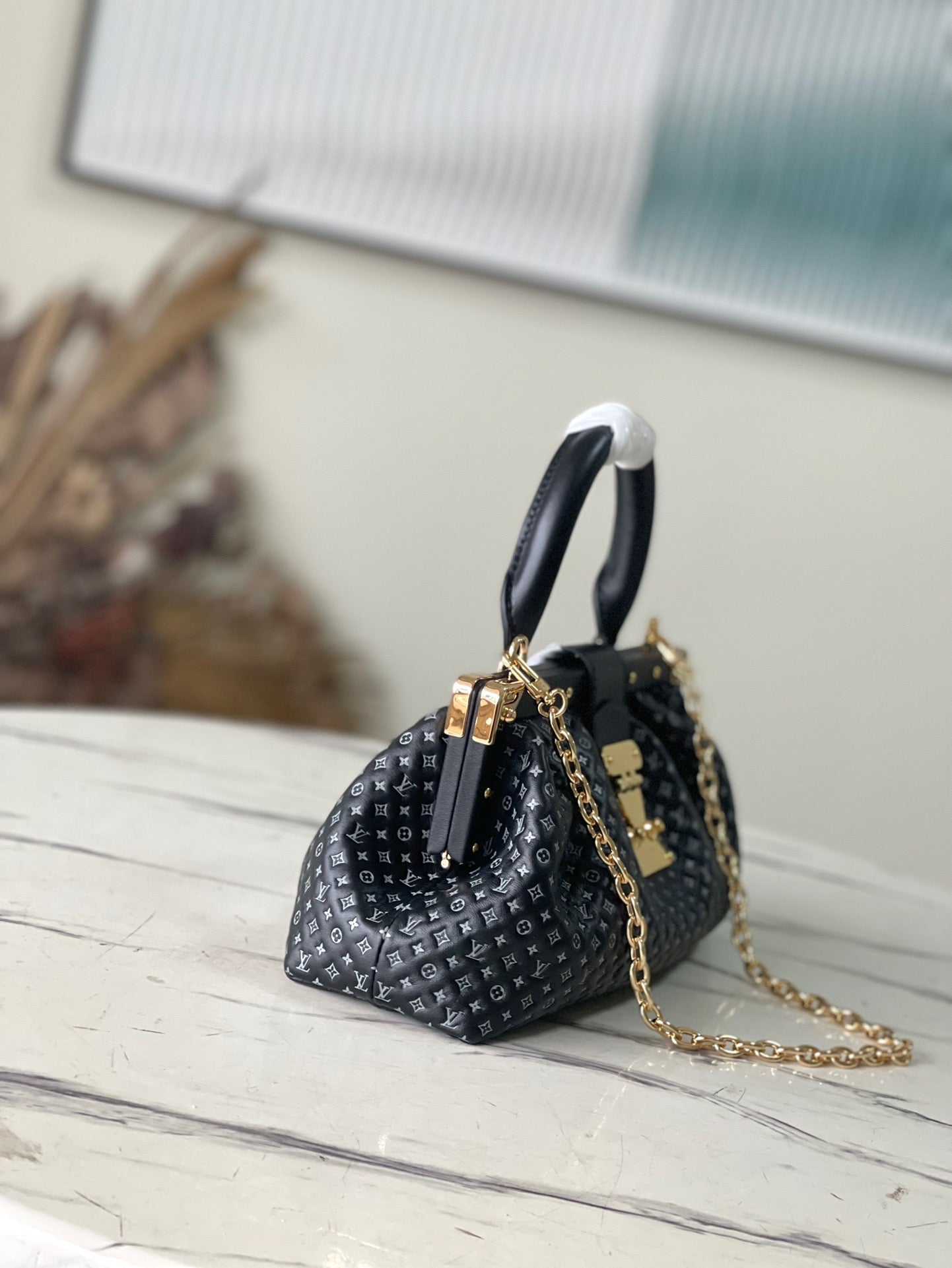 Black Monogram Clutch - Leather Handbag for Women