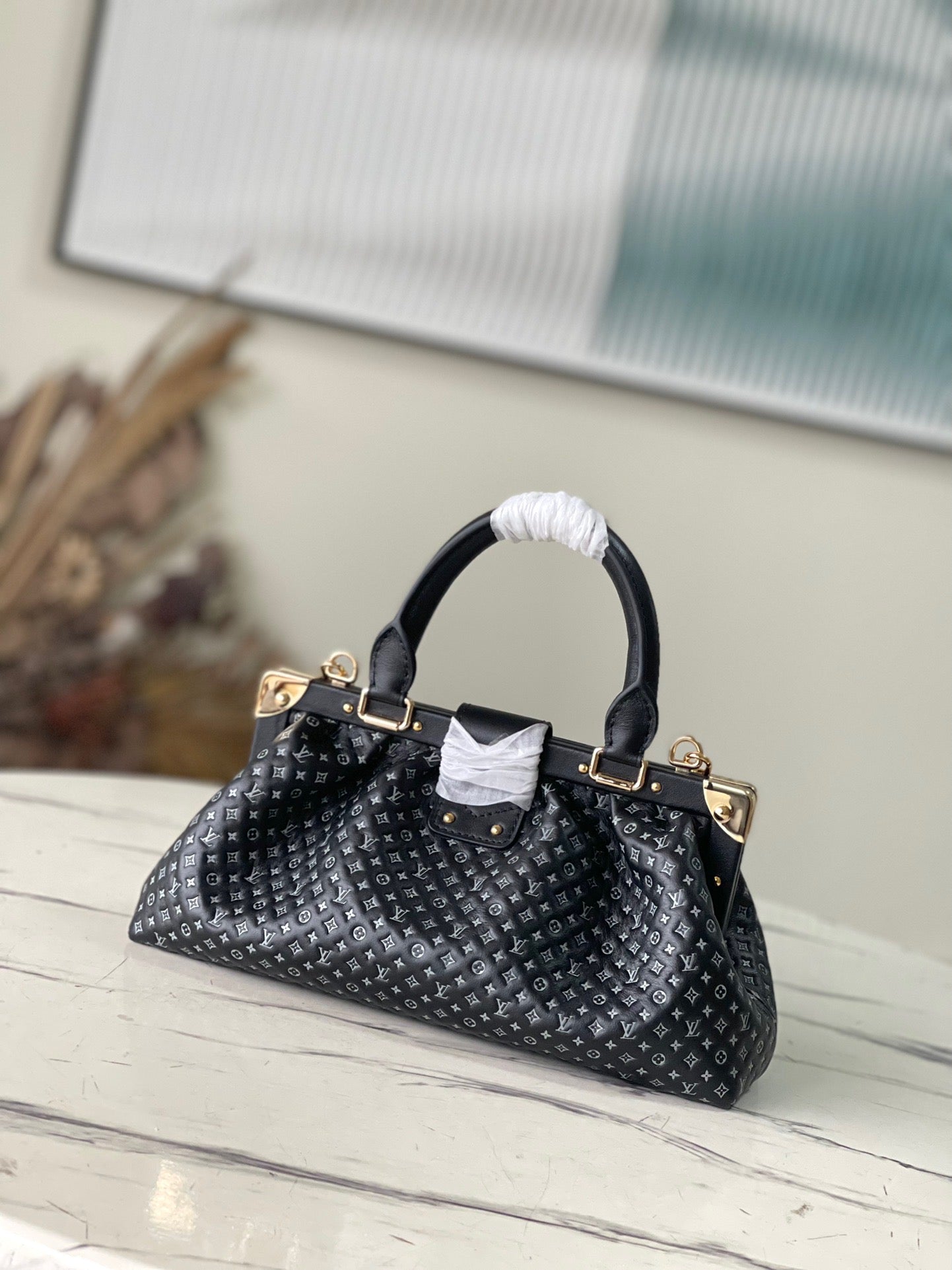 Black Monogram Clutch - Leather Handbag for Women