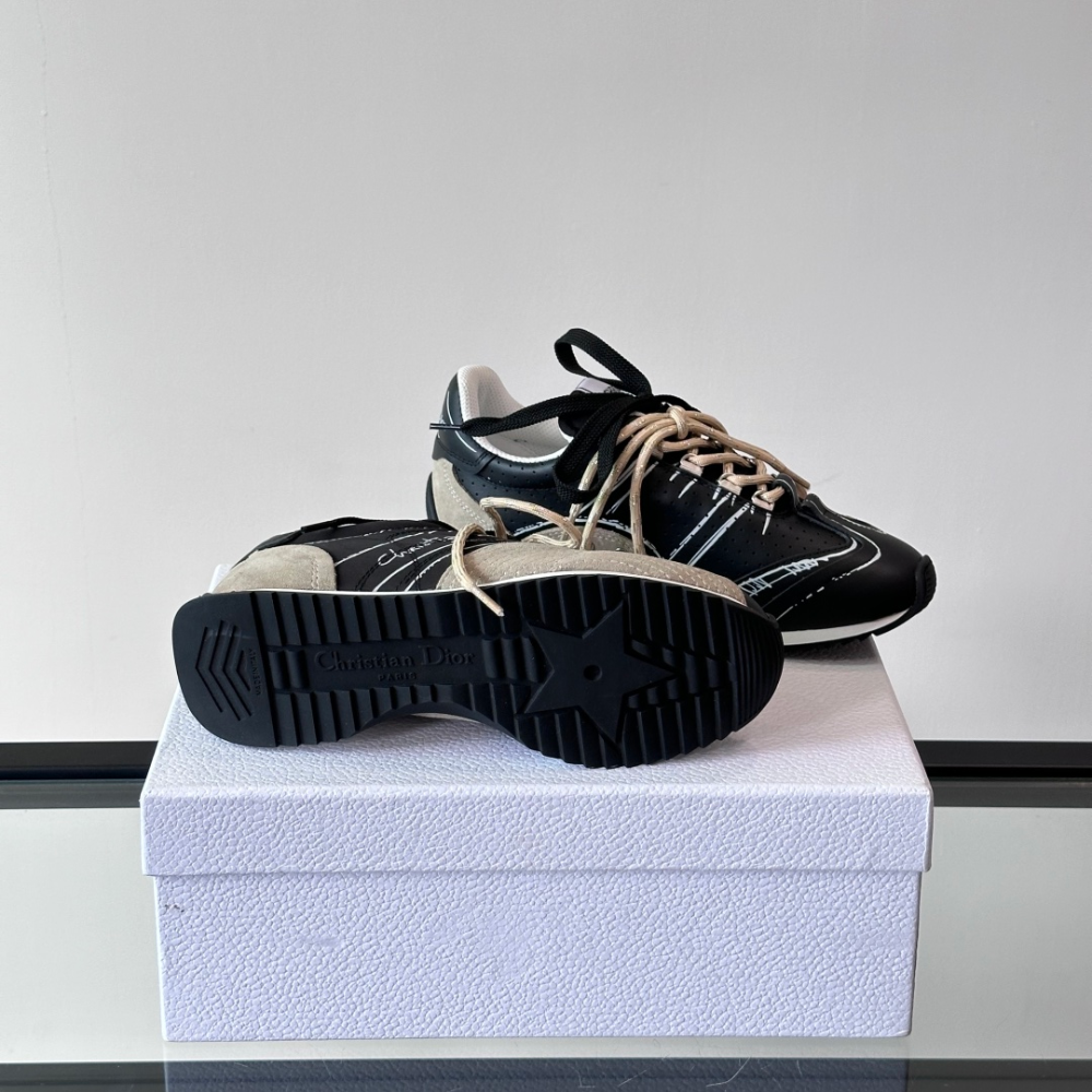 Black Nylon and Calfskin D-Sketch Sneaker Designer Sneakers for Men