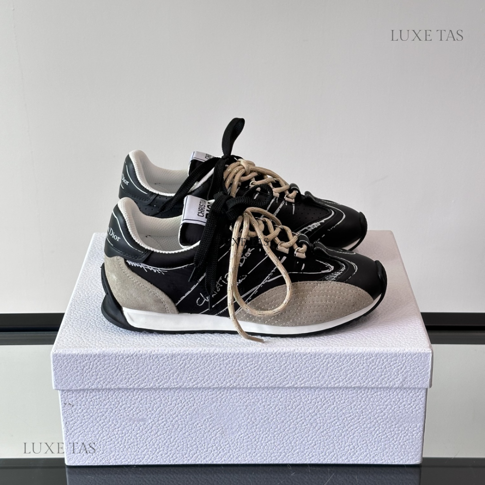 Black Nylon and Calfskin D-Sketch Sneaker Designer Sneakers for Men