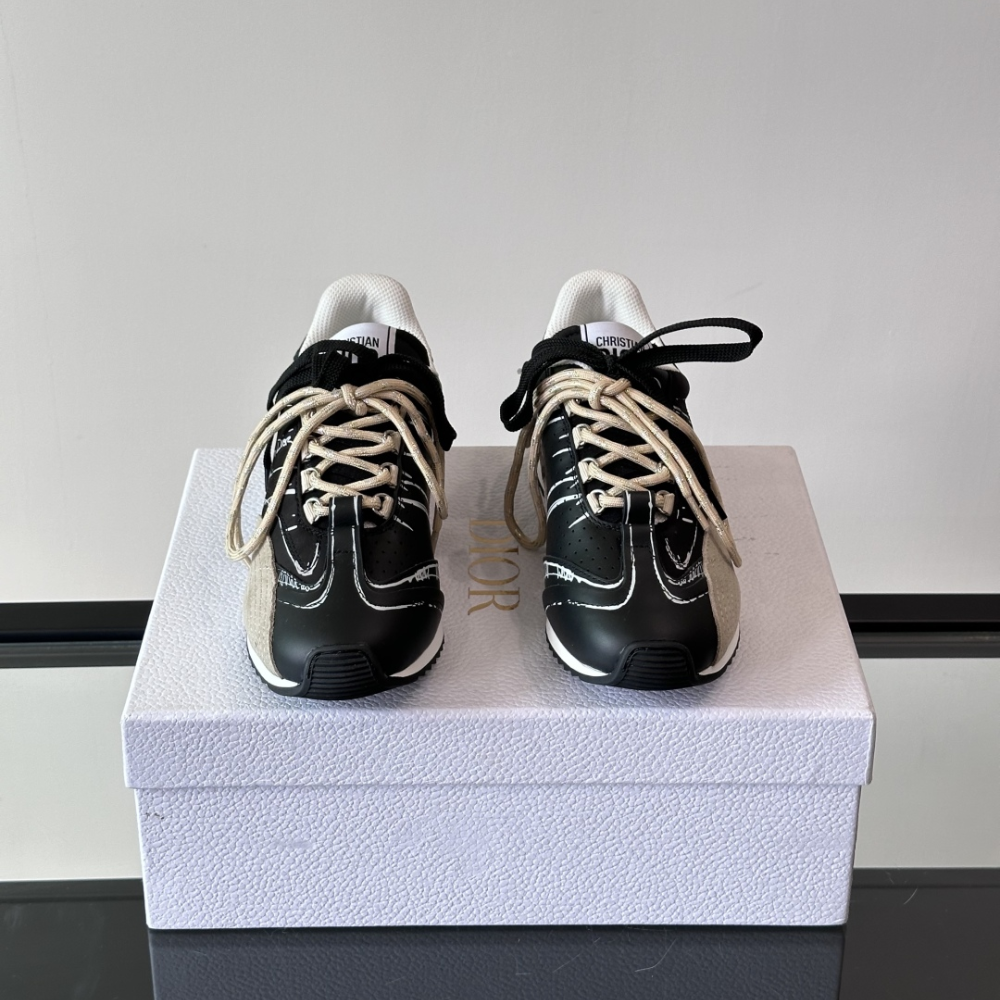 Black Nylon and Calfskin D-Sketch Sneaker Designer Sneakers for Men