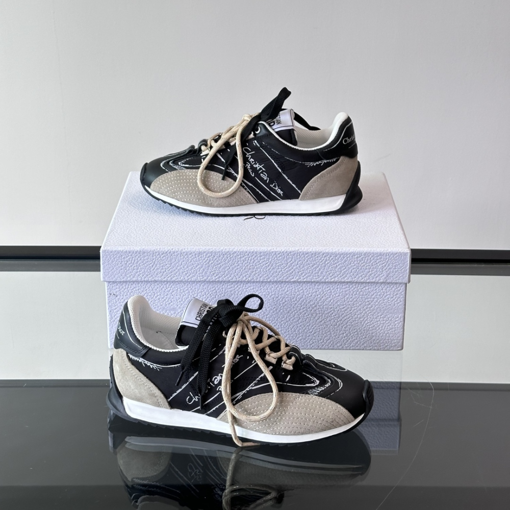 Black Nylon and Calfskin D-Sketch Sneaker Designer Sneakers for Men